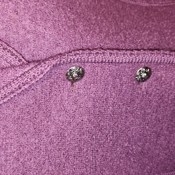 Purple boiled wool fitted button-down Office blazer sweater Jacket - Picture 3 of 11